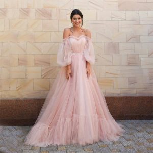 robe de mariee princesse rose poudre 1